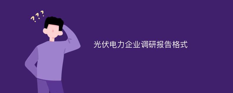 光伏电力企业调研报告格式