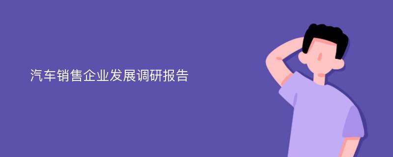 汽车销售企业发展调研报告