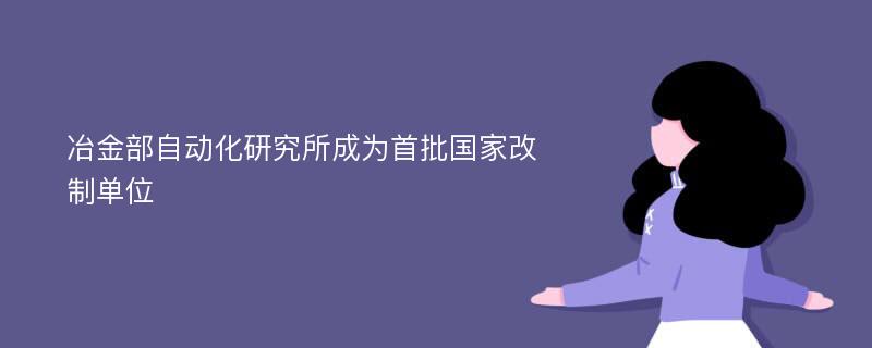 冶金部自动化研究所成为首批国家改制单位