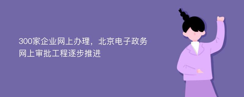 300家企业网上办理，北京电子政务网上审批工程逐步推进