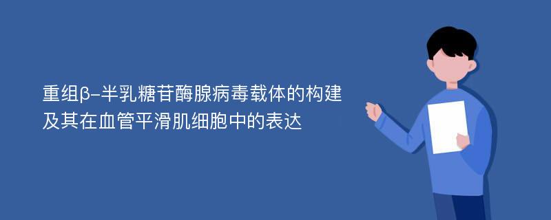 重组β-半乳糖苷酶腺病毒载体的构建及其在血管平滑肌细胞中的表达