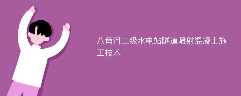 八角河二级水电站隧道喷射混凝土施工技术