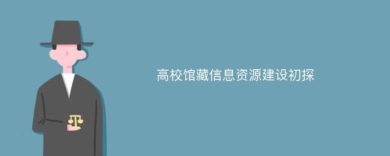 高校馆藏信息资源建设初探