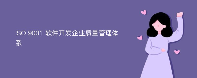 ISO 9001 软件开发企业质量管理体系