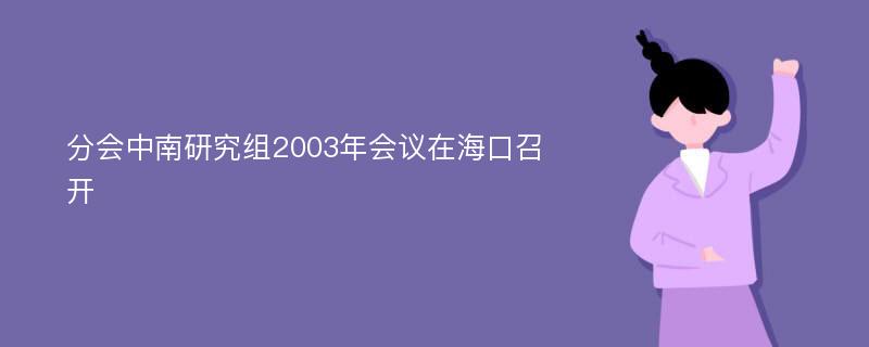 分会中南研究组2003年会议在海口召开