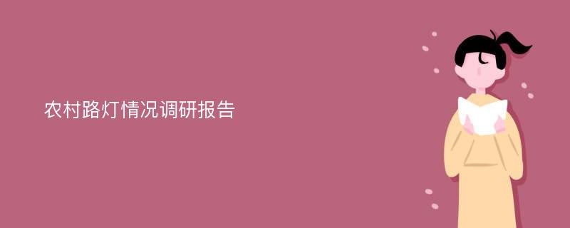 农村路灯情况调研报告