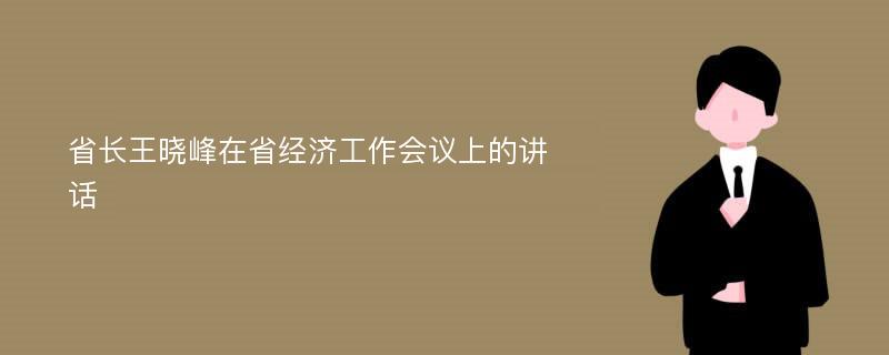 省长王晓峰在省经济工作会议上的讲话