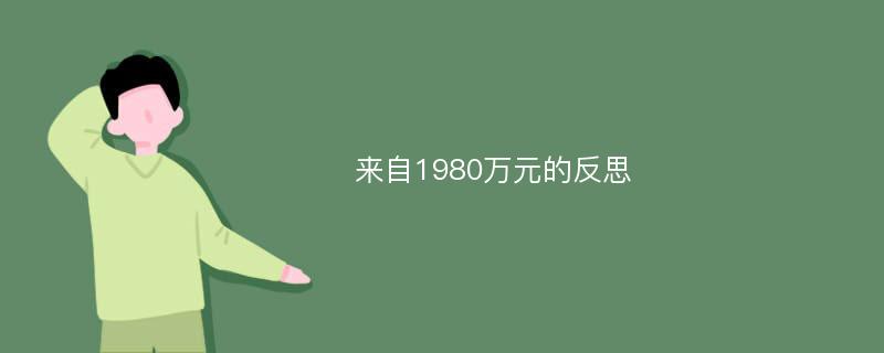 来自1980万元的反思