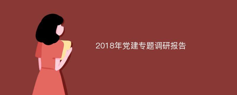 2018年党建专题调研报告